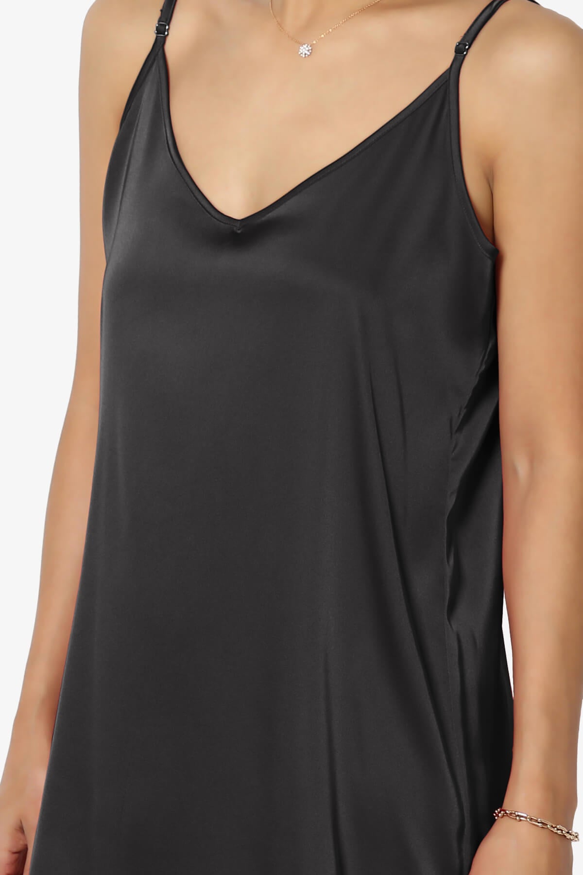 Brodiee Stretch Satin Charmeuse Slip Dress BLACK_5
