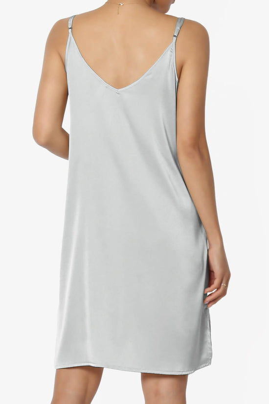 Brodiee Stretch Satin Charmeuse Slip Dress SILVER_2