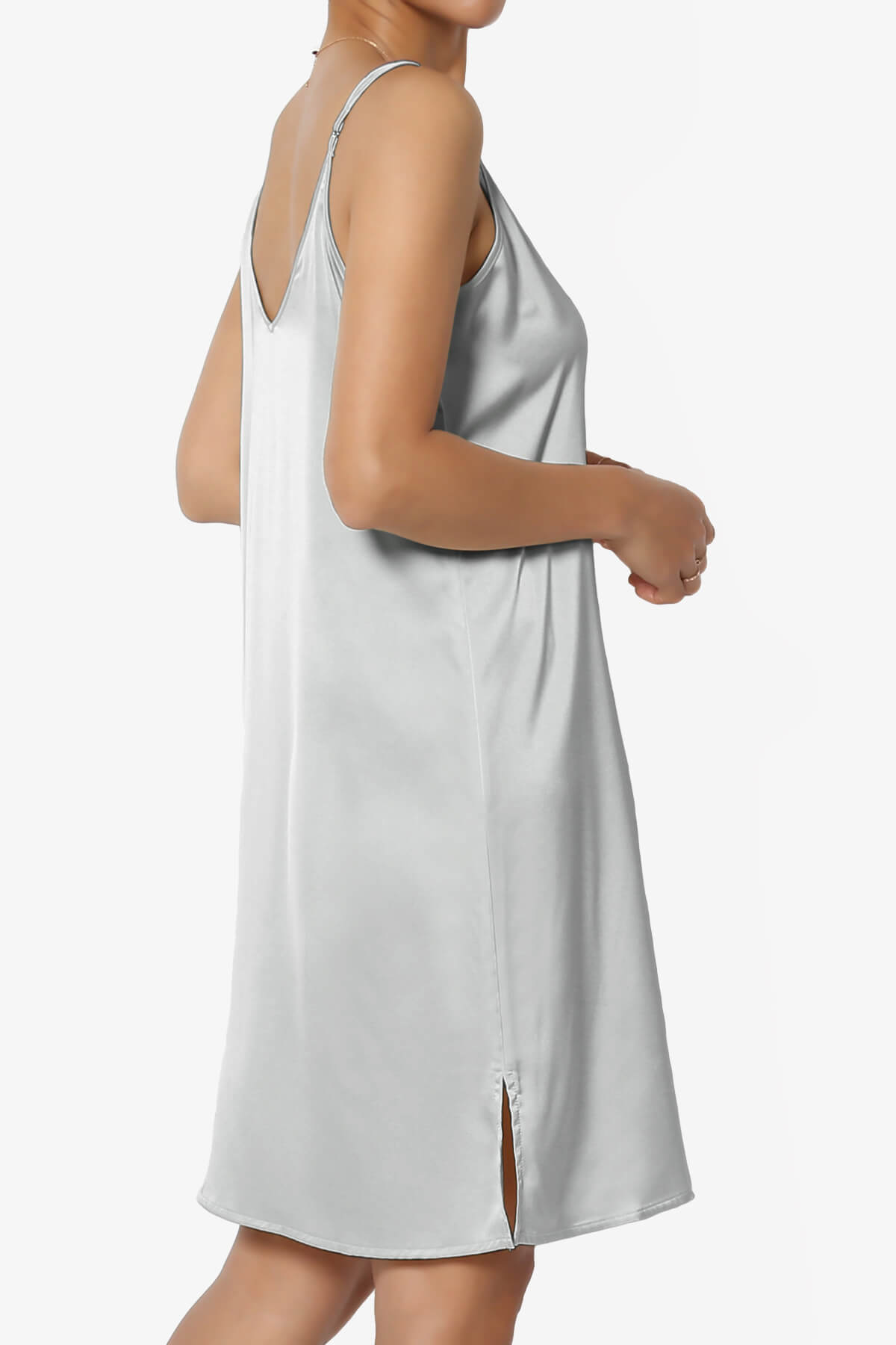 Brodiee Stretch Satin Charmeuse Slip Dress SILVER_4