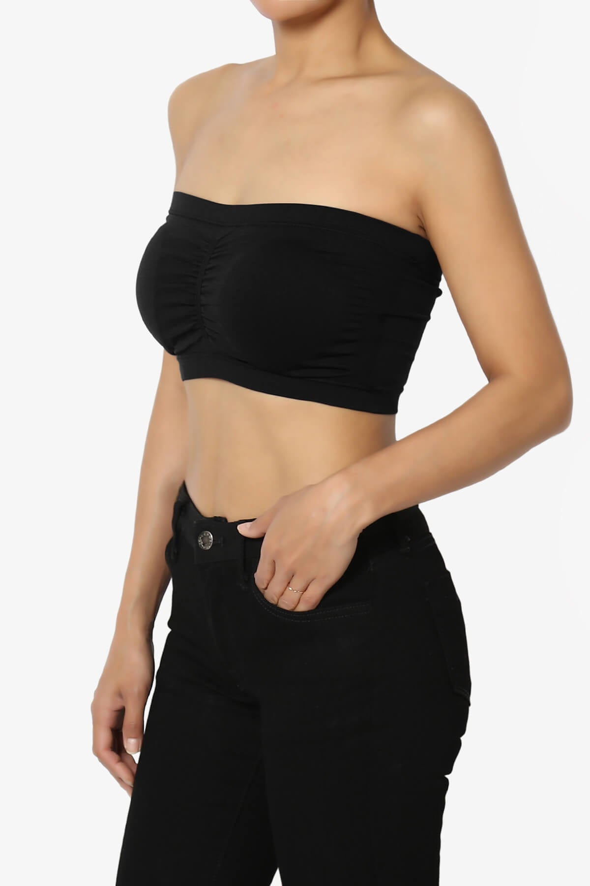 Candid Removable Pad Bandeau Bra Top BLACK_3