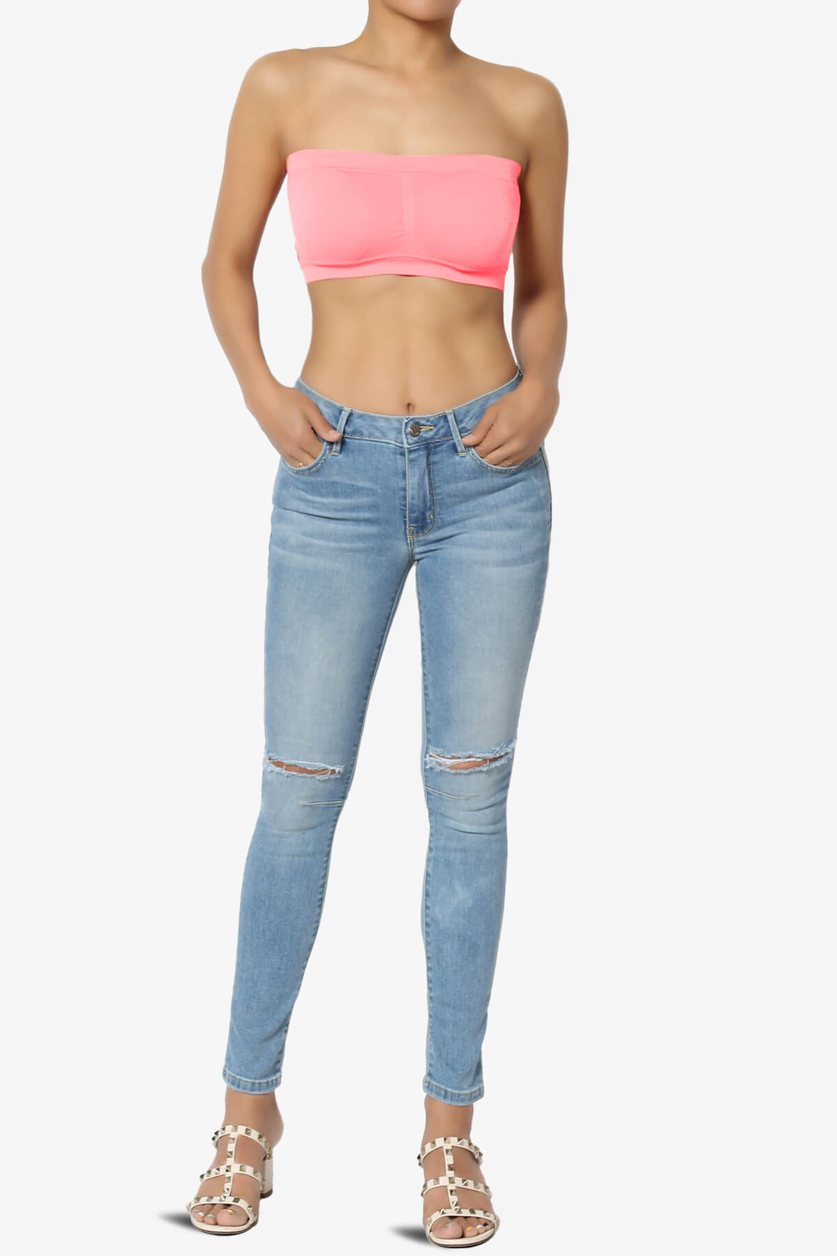 Candid Removable Pad Bandeau Bra Top BRIGHT PINK_6