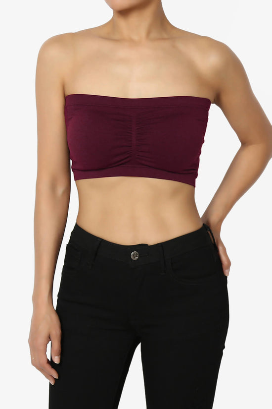 Candid Removable Pad Bandeau Bra Top BURGUNDY_1