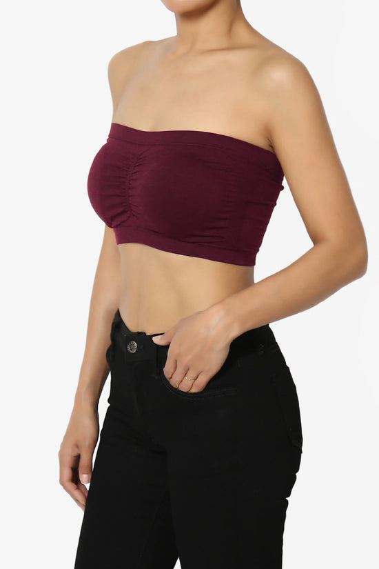 Candid Removable Pad Bandeau Bra Top BURGUNDY_3