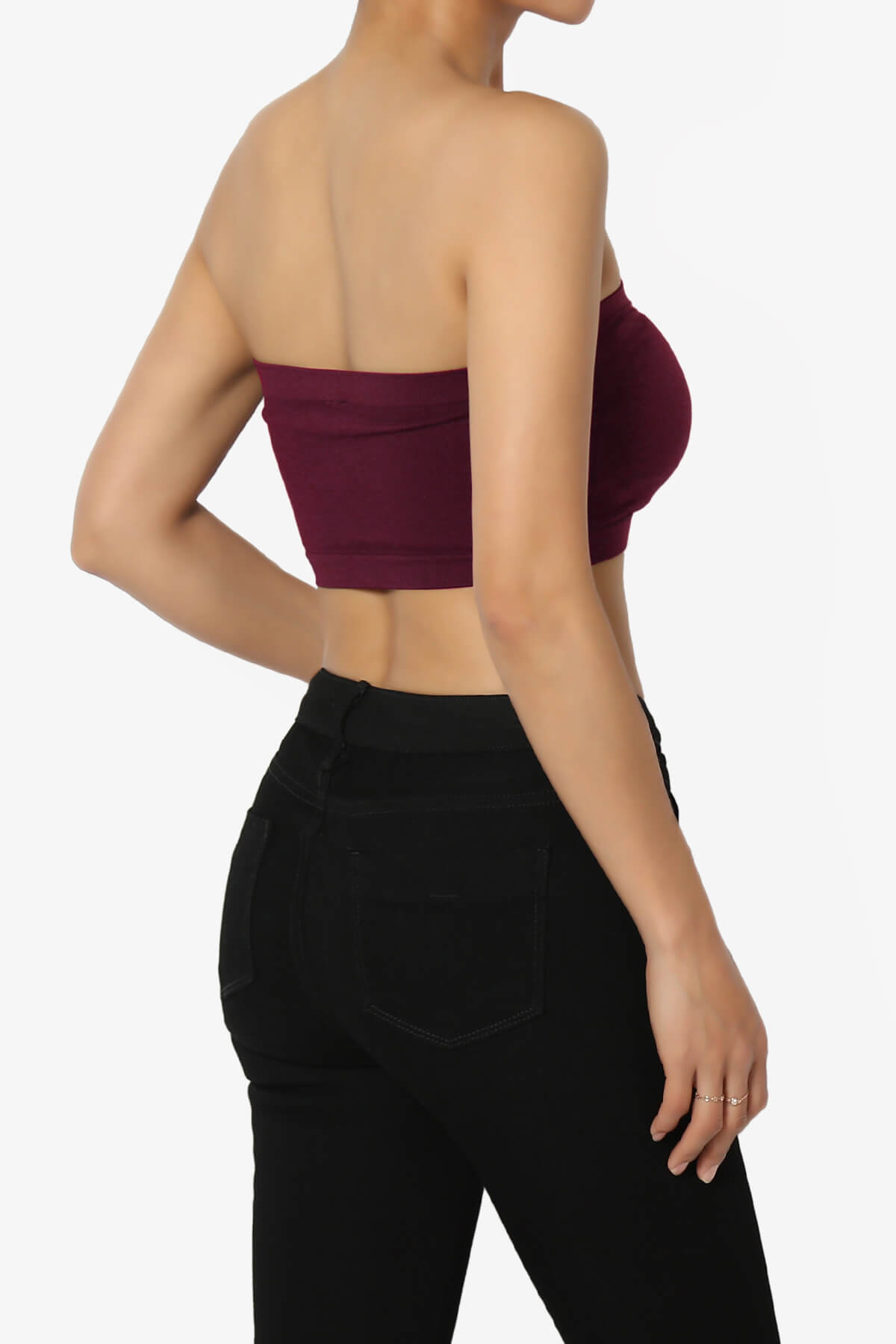 Candid Removable Pad Bandeau Bra Top BURGUNDY_4
