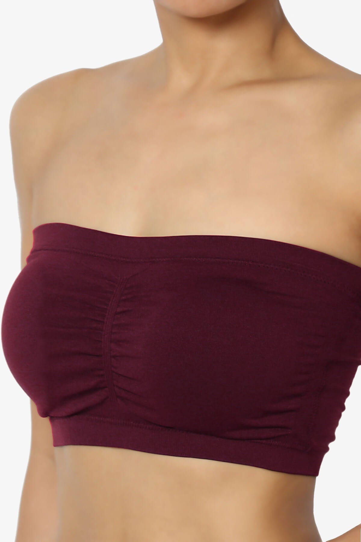Candid Removable Pad Bandeau Bra Top BURGUNDY_5