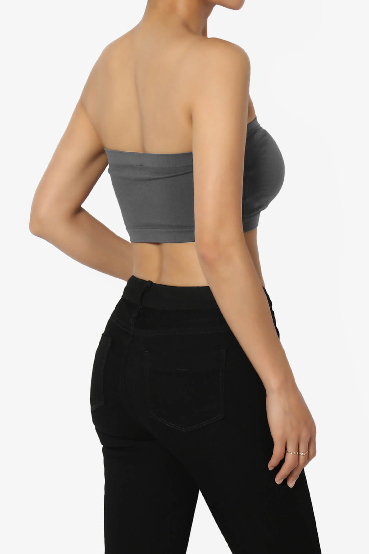 Candid Removable Pad Bandeau Bra Top DARK GREY_4