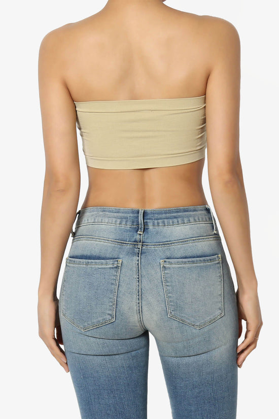 Candid Removable Pad Bandeau Bra Top KHAKI_2