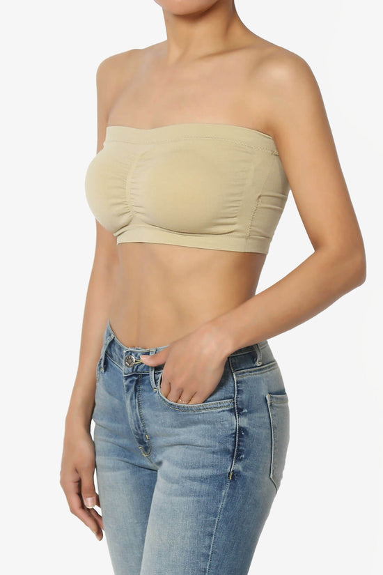 Candid Removable Pad Bandeau Bra Top KHAKI_3