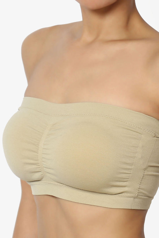 Candid Removable Pad Bandeau Bra Top KHAKI_5