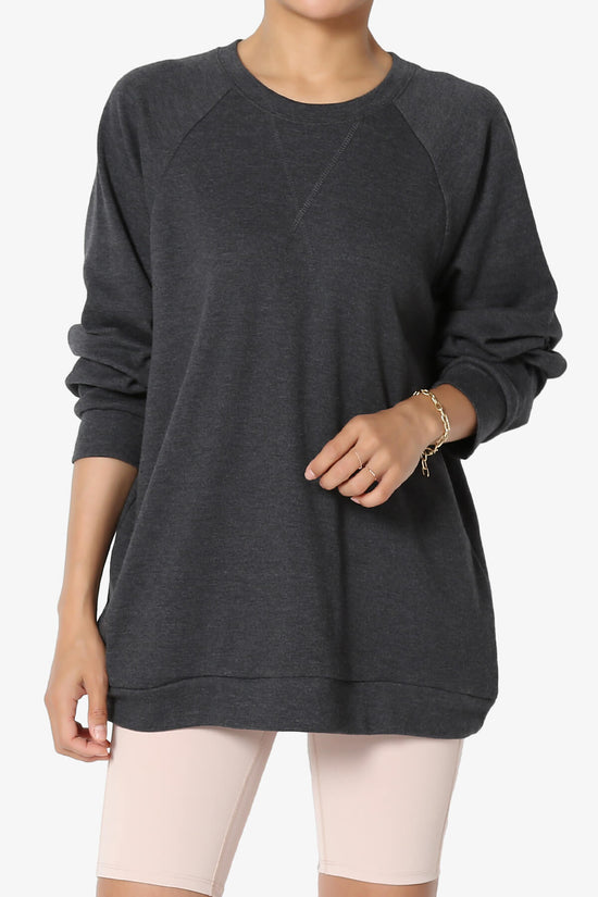 Carlene Cotton Raglan Sleeve Pullover Top CHARCOAL_1