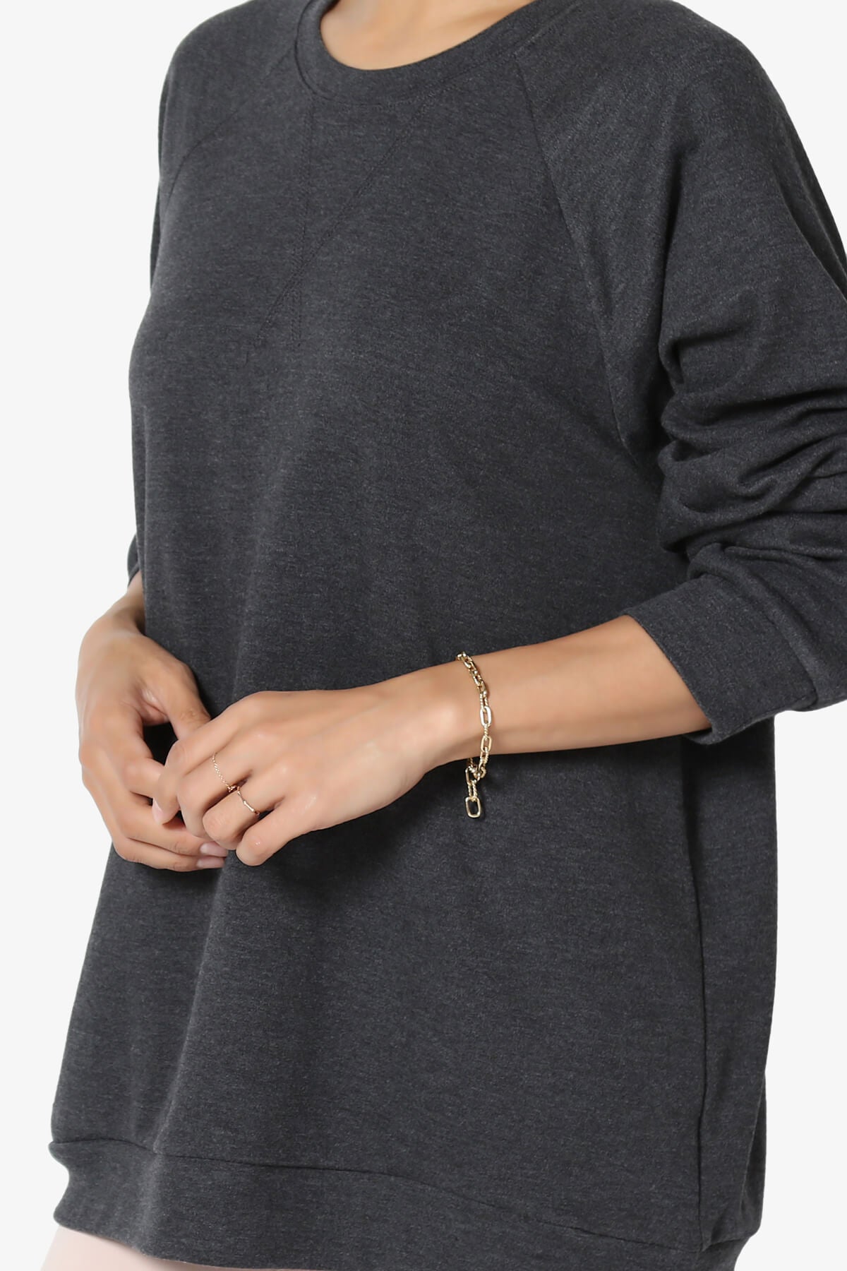 Carlene Cotton Raglan Sleeve Pullover Top CHARCOAL_5