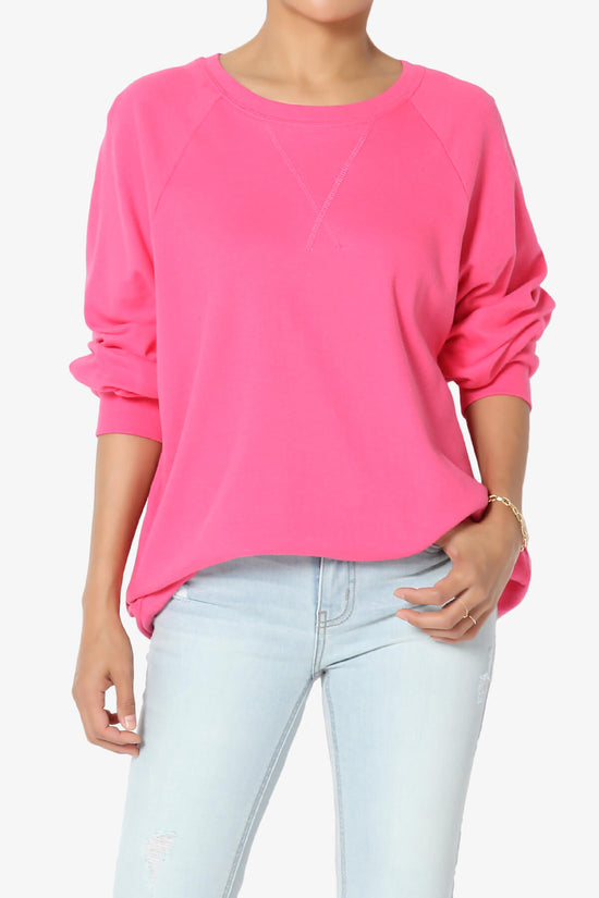 Carlene Cotton Raglan Sleeve Pullover Top FUCHSIA_1