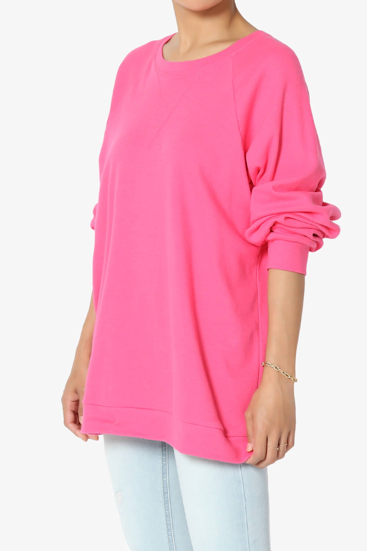 Carlene Cotton Raglan Sleeve Pullover Top FUCHSIA_3