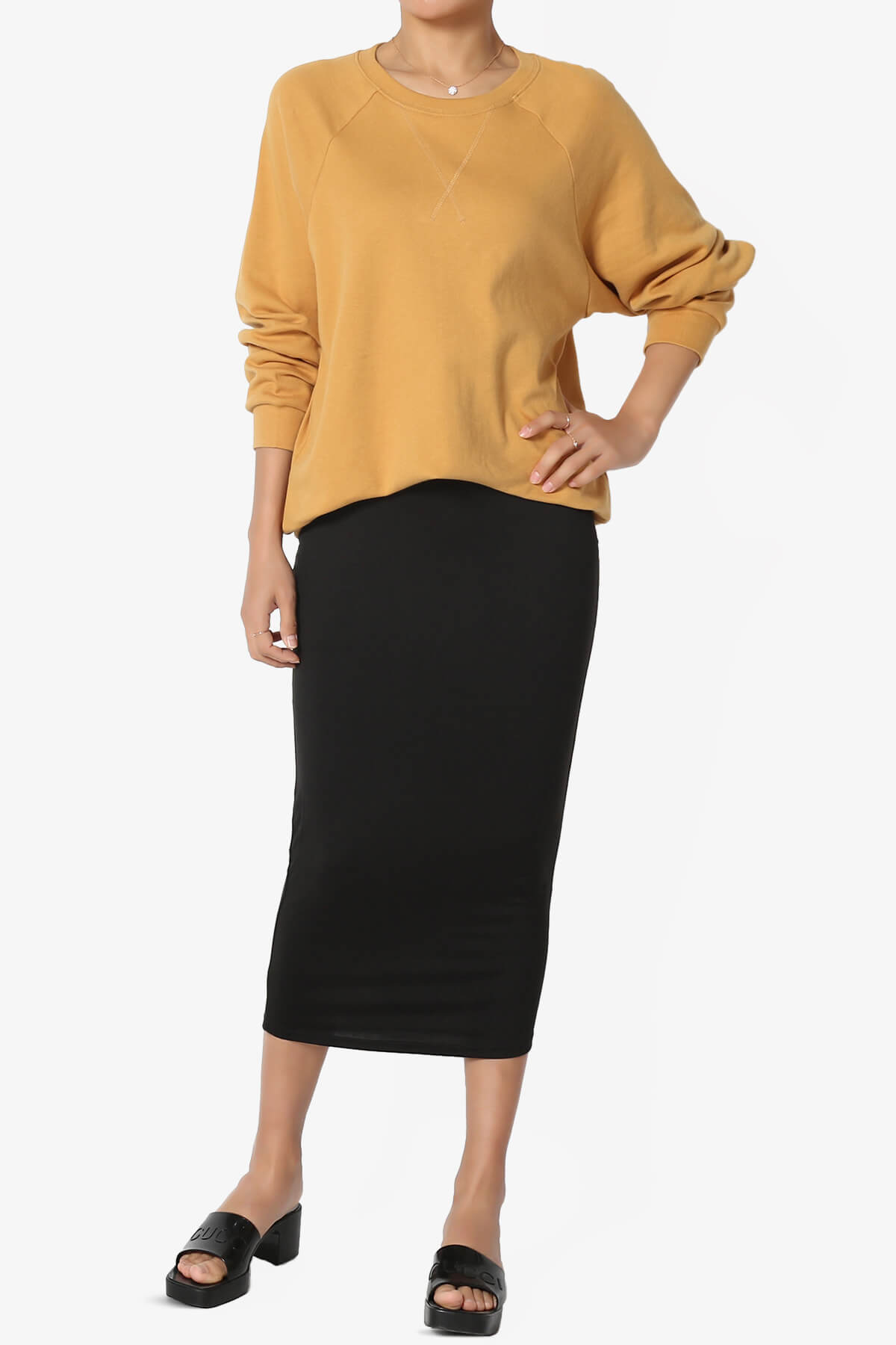 Carlene Cotton Raglan Sleeve Pullover Top GOLDEN MUSTARD_6