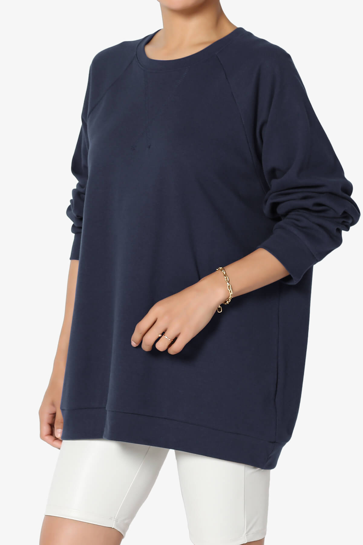 Carlene Cotton Raglan Sleeve Pullover Top NAVY_3