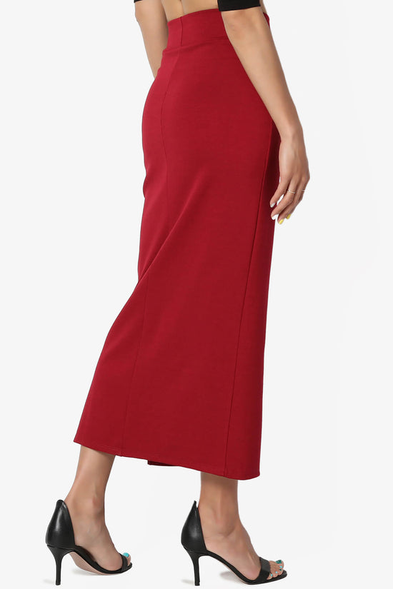Carleta Mid Calf Pencil Skirt BURGUNDY_4
