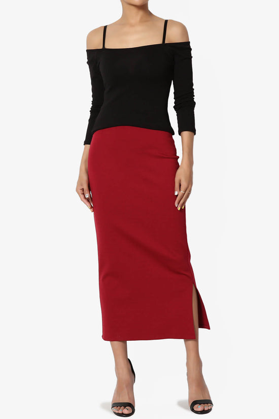 Carleta Mid Calf Pencil Skirt BURGUNDY_6
