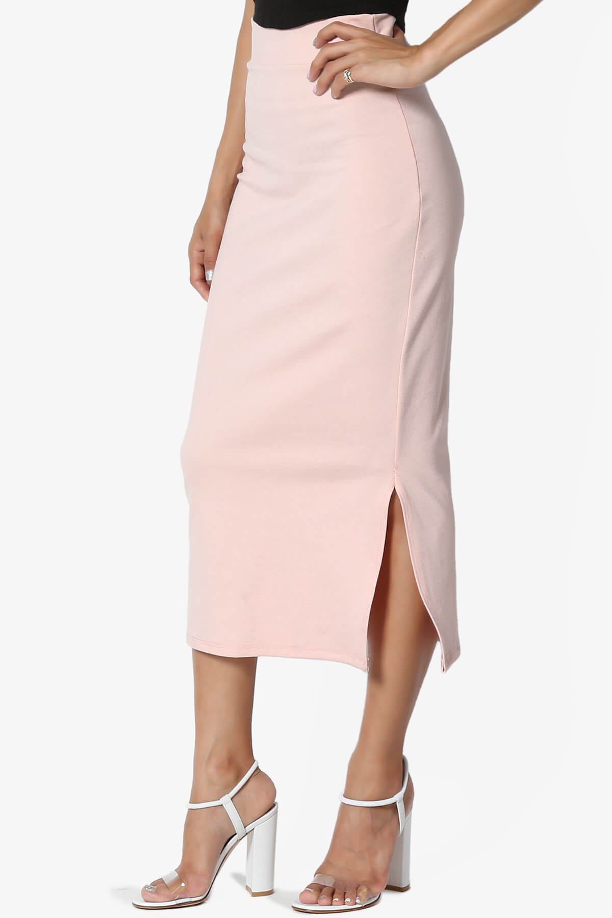 Carleta Mid Calf Pencil Skirt DUSTY PINK_3
