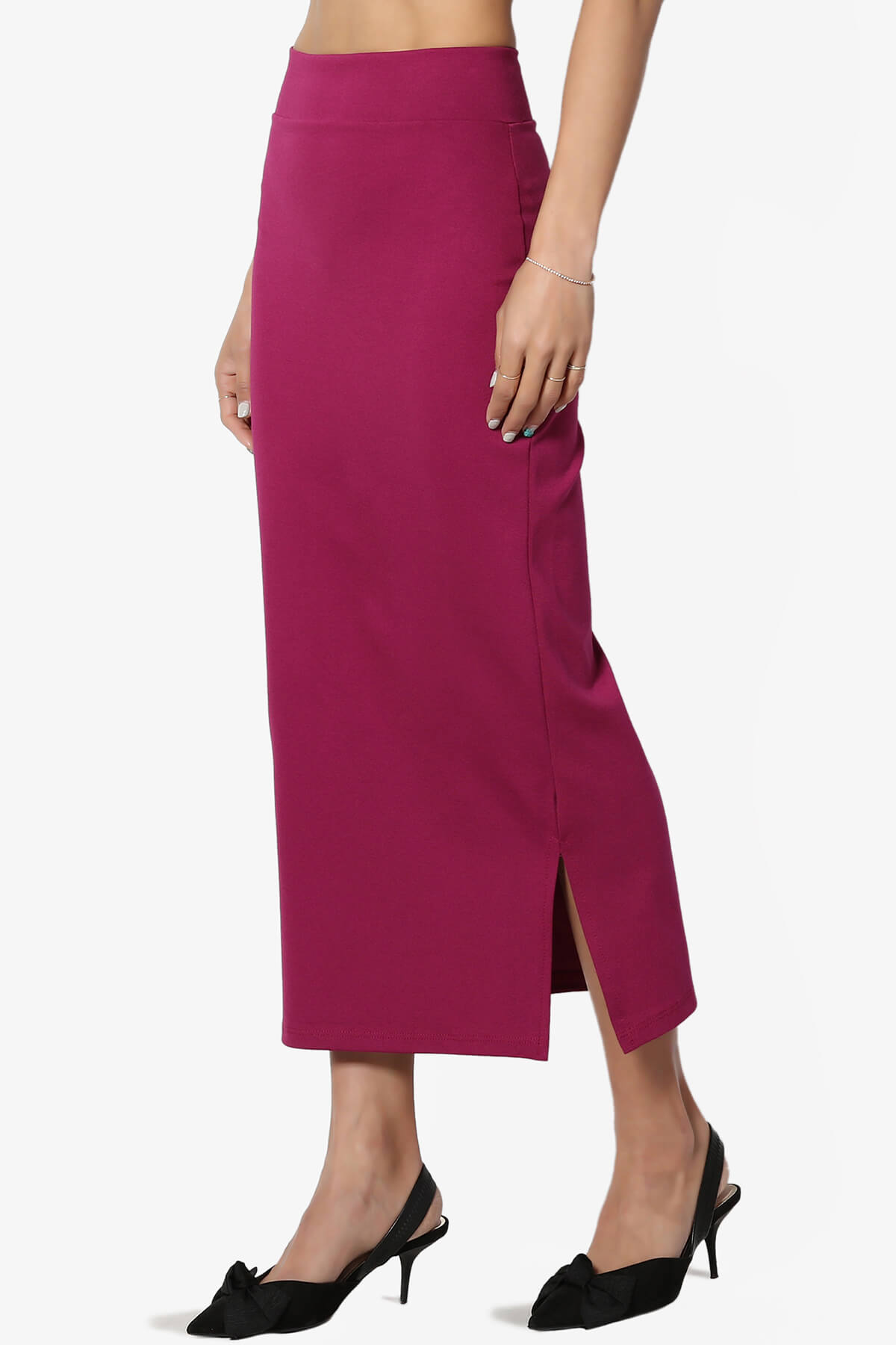 Carleta Mid Calf Pencil Skirt MAGENTA_3