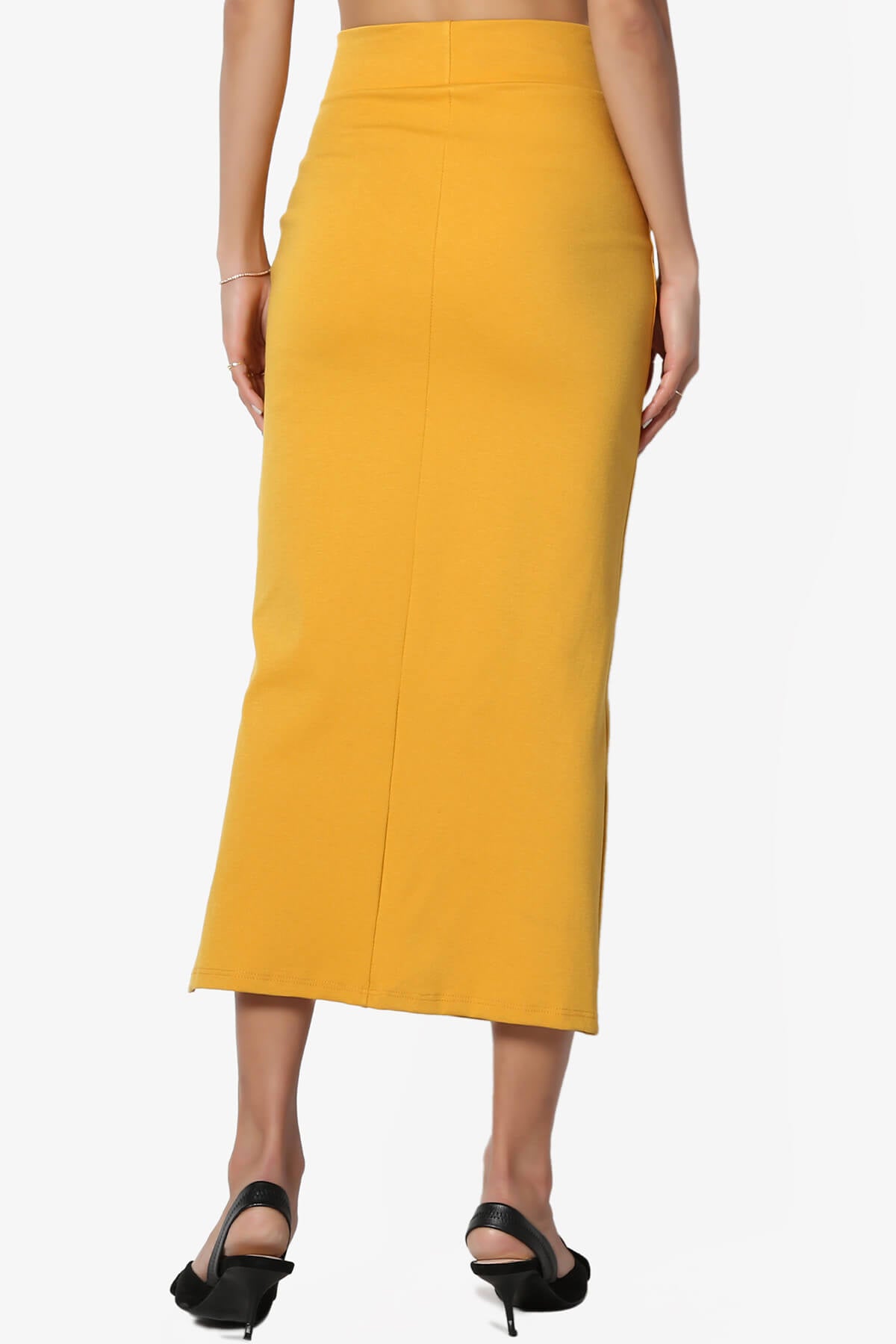 Carleta Mid Calf Pencil Skirt MUSTARD_2