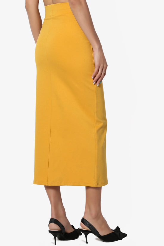 Carleta Mid Calf Pencil Skirt MUSTARD_4