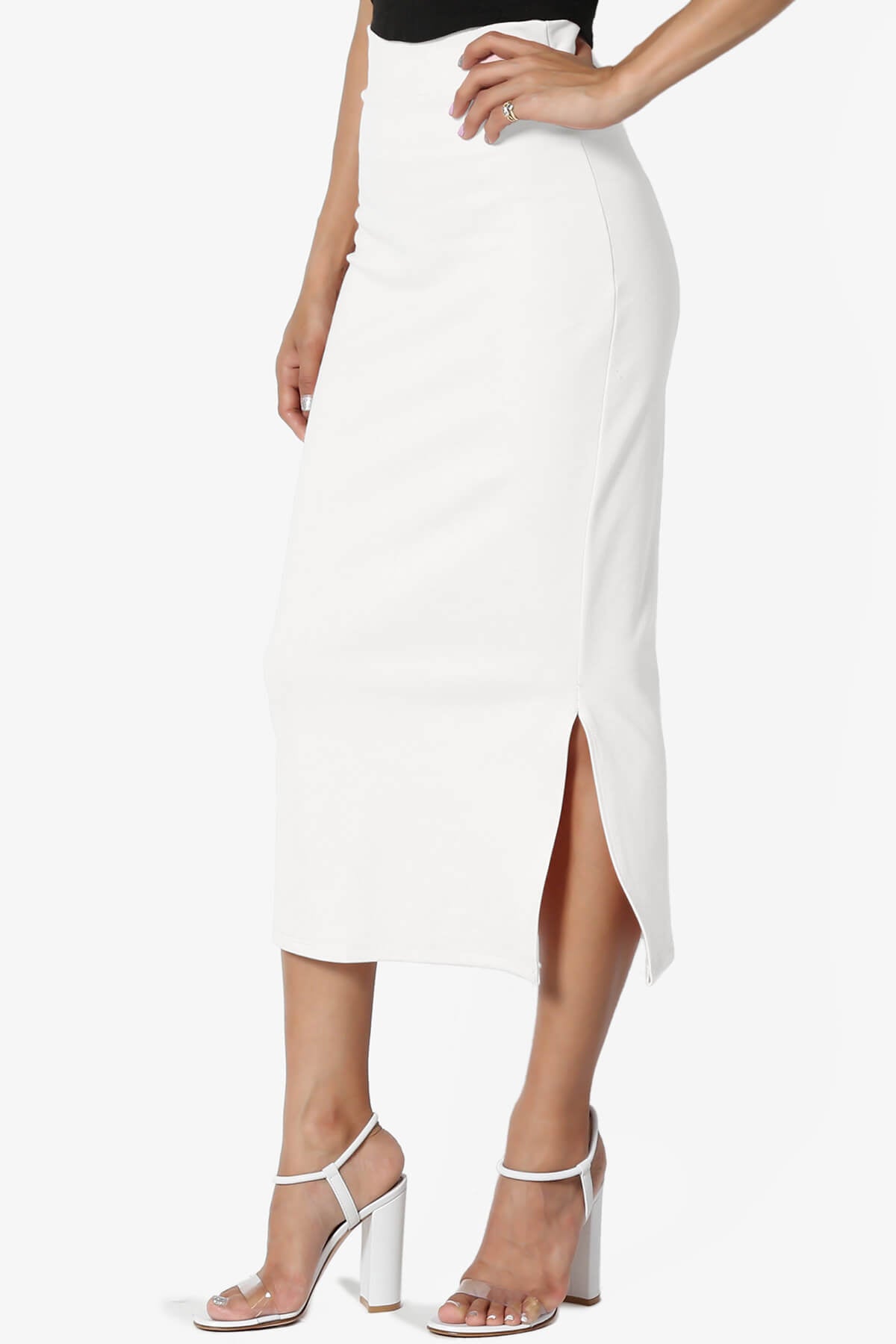 Carleta Mid Calf Pencil Skirt OFF WHITE_3