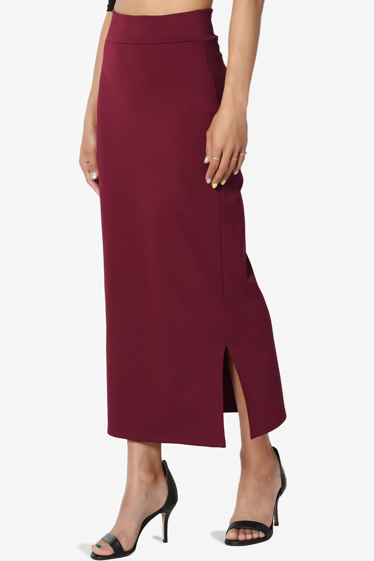 Carleta Mid Calf Pencil Skirt WINE_3