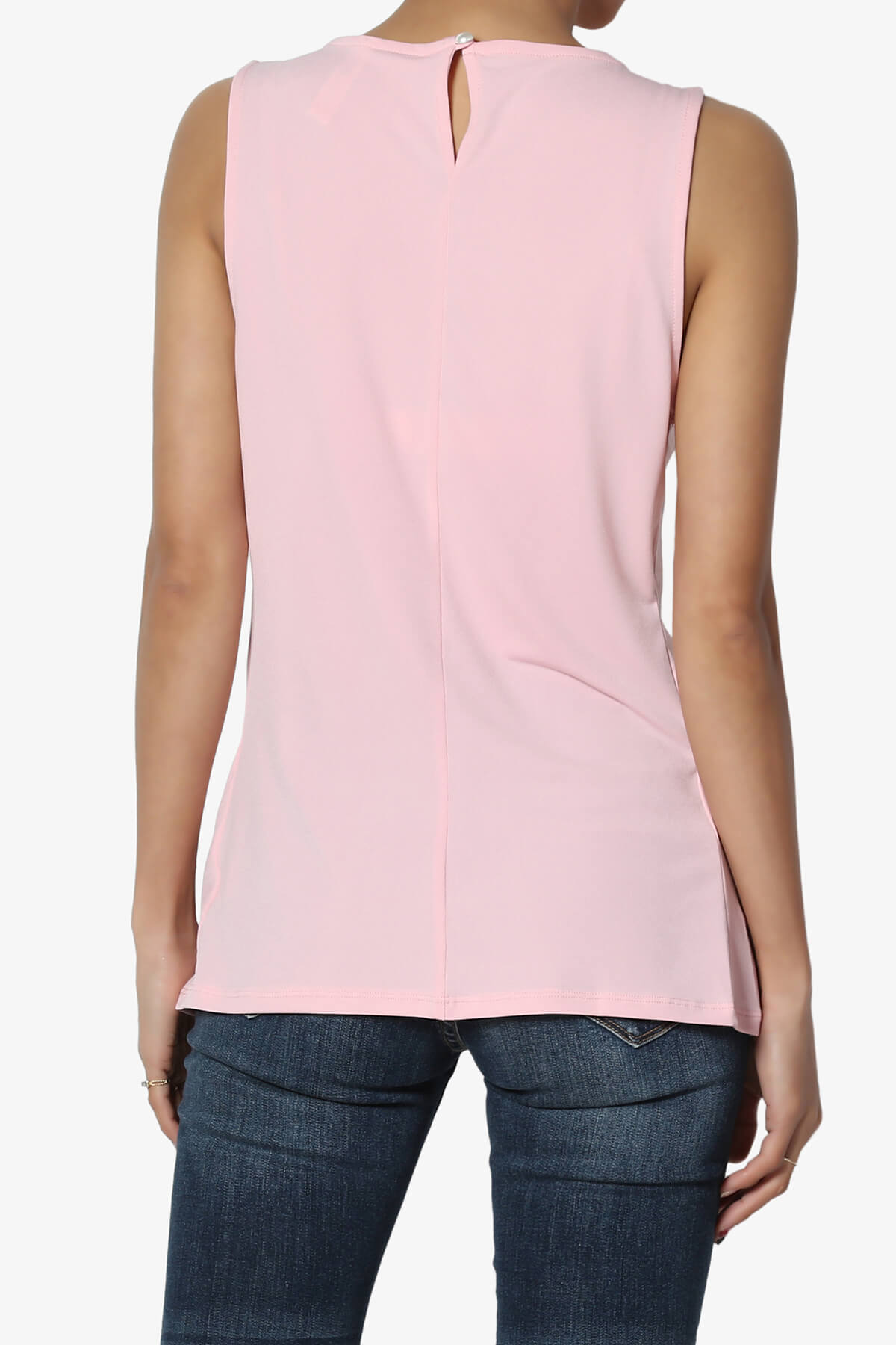 Chaffee Pleat Neck Tank Top DUSTY PINK_2