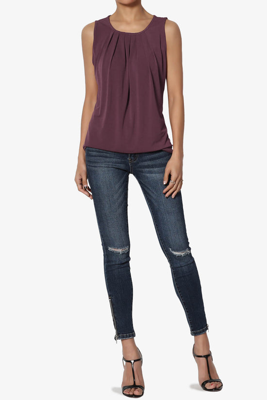 Chaffee Pleat Neck Tank Top DUSTY PLUM_6