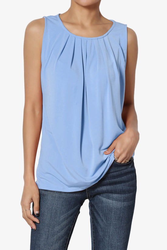 Chaffee Pleat Neck Tank Top LIGHT BLUE_1