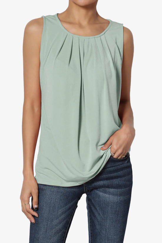 Chaffee Pleat Neck Tank Top LIGHT GREEN_1