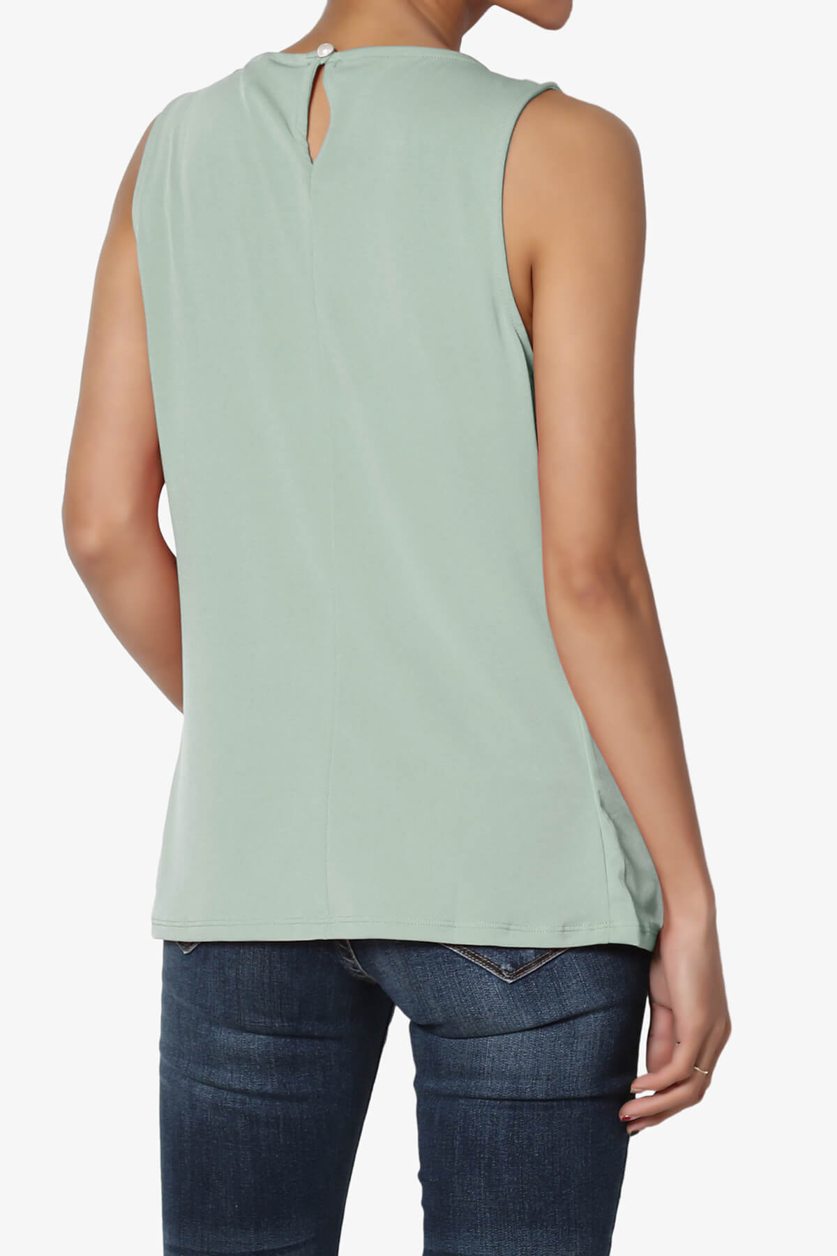 Chaffee Pleat Neck Tank Top LIGHT GREEN_2