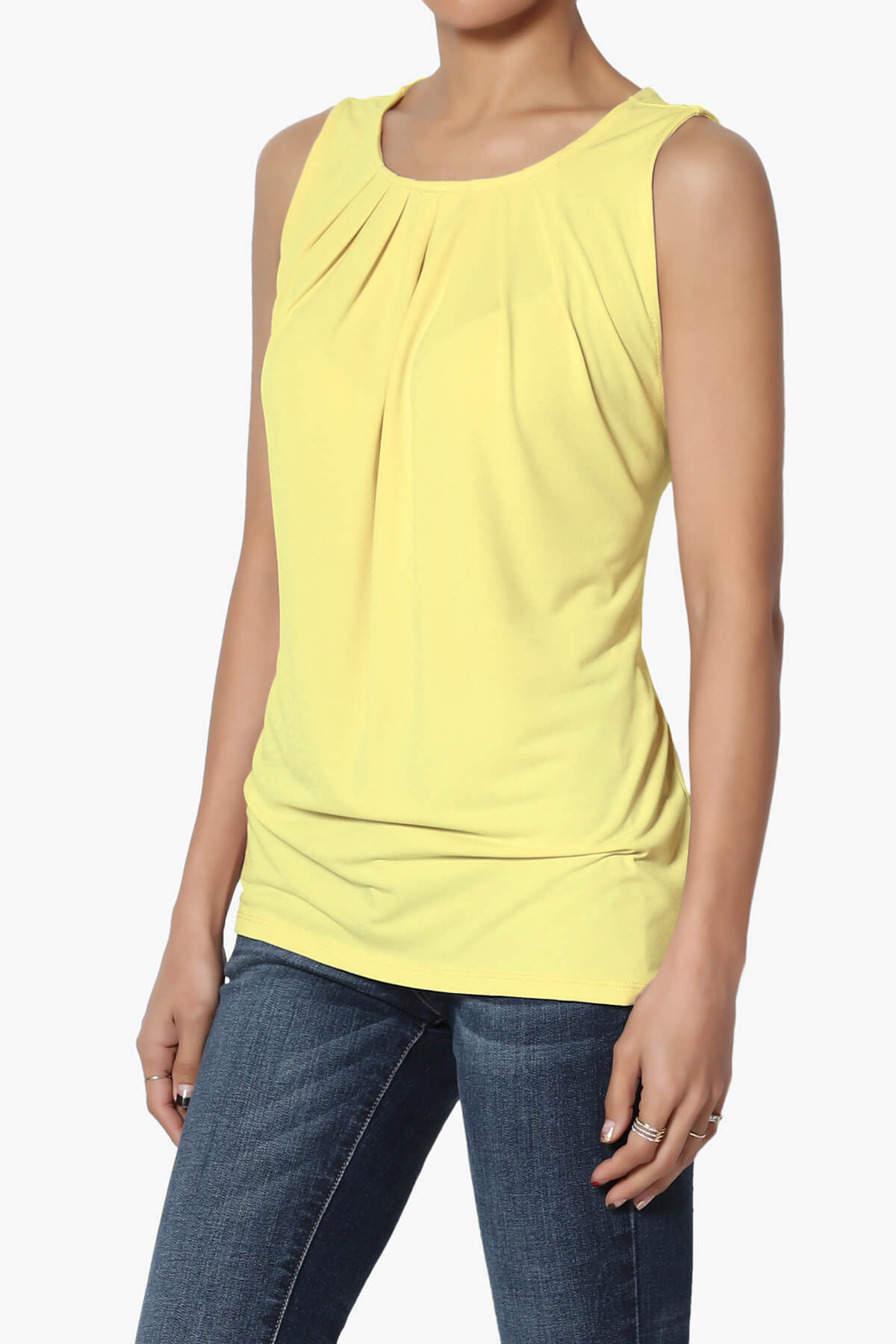 Chaffee Pleat Neck Tank Top YELLOW_3