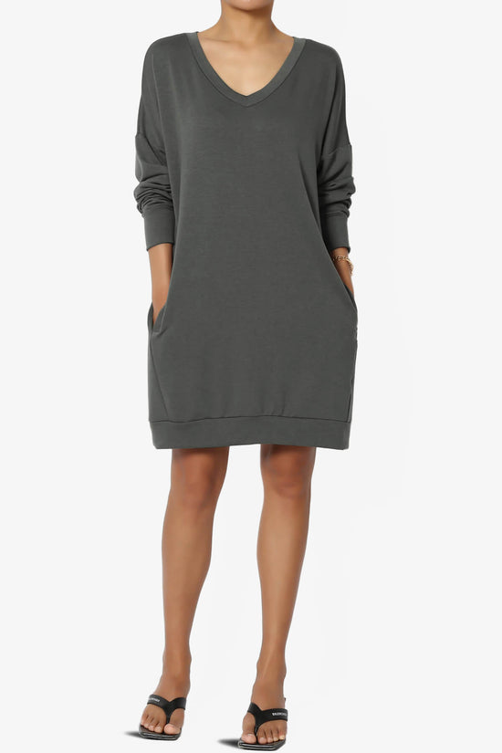 Chrissy V-Neck Pocket Soft Terry Tunic ASH GREY_6