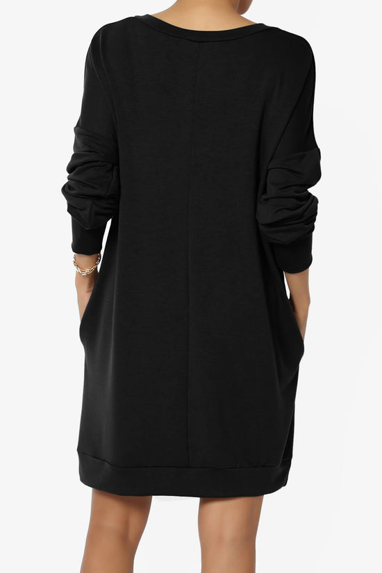 Chrissy V-Neck Pocket Soft Terry Tunic BLACK_2