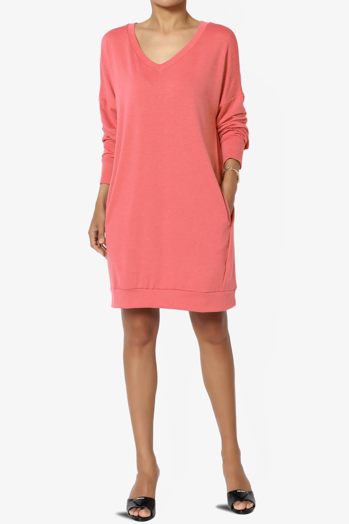Chrissy V-Neck Pocket Soft Terry Tunic CORAL_6