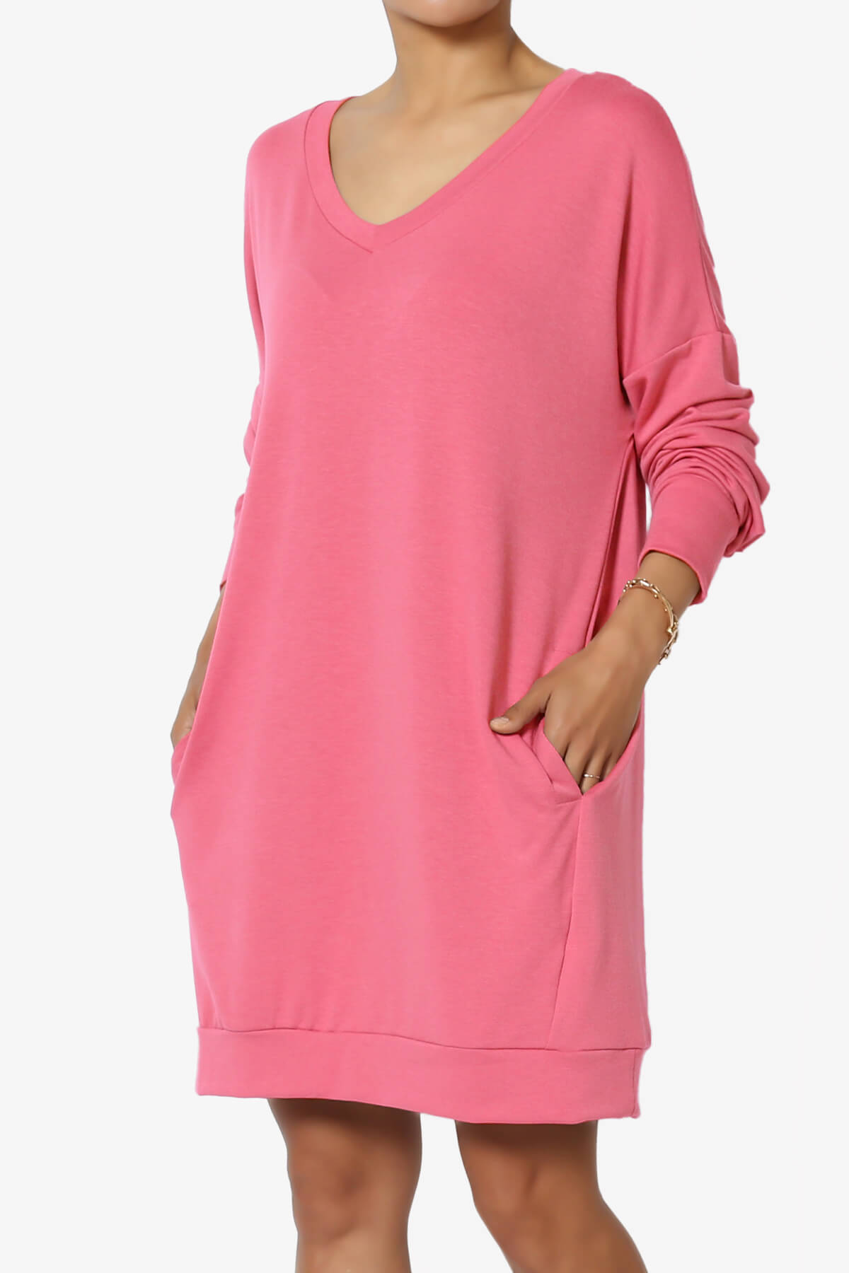 Chrissy V-Neck Pocket Soft Terry Tunic DESERT ROSE_3