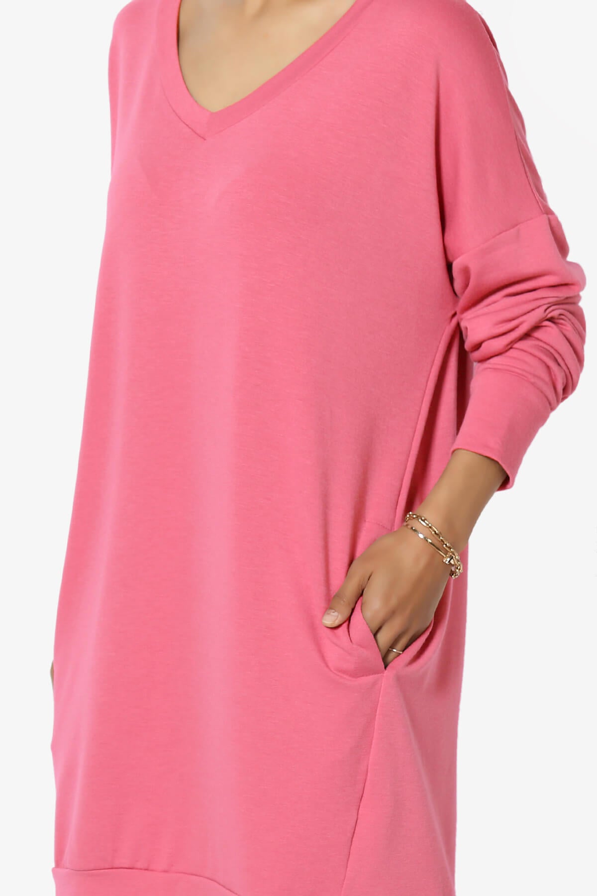 Chrissy V-Neck Pocket Soft Terry Tunic DESERT ROSE_5