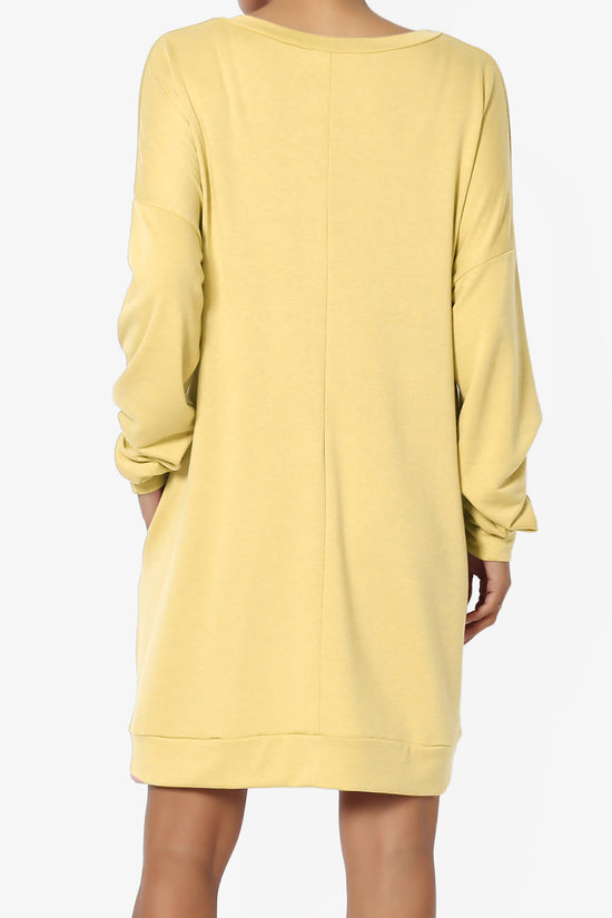 Chrissy V-Neck Pocket Soft Terry Tunic DUSTY BANANA_2