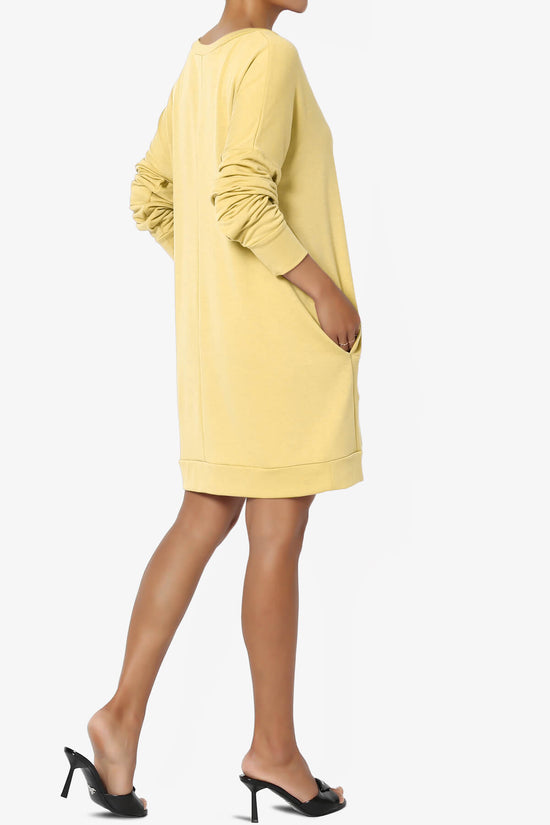 Chrissy V-Neck Pocket Soft Terry Tunic DUSTY BANANA_4