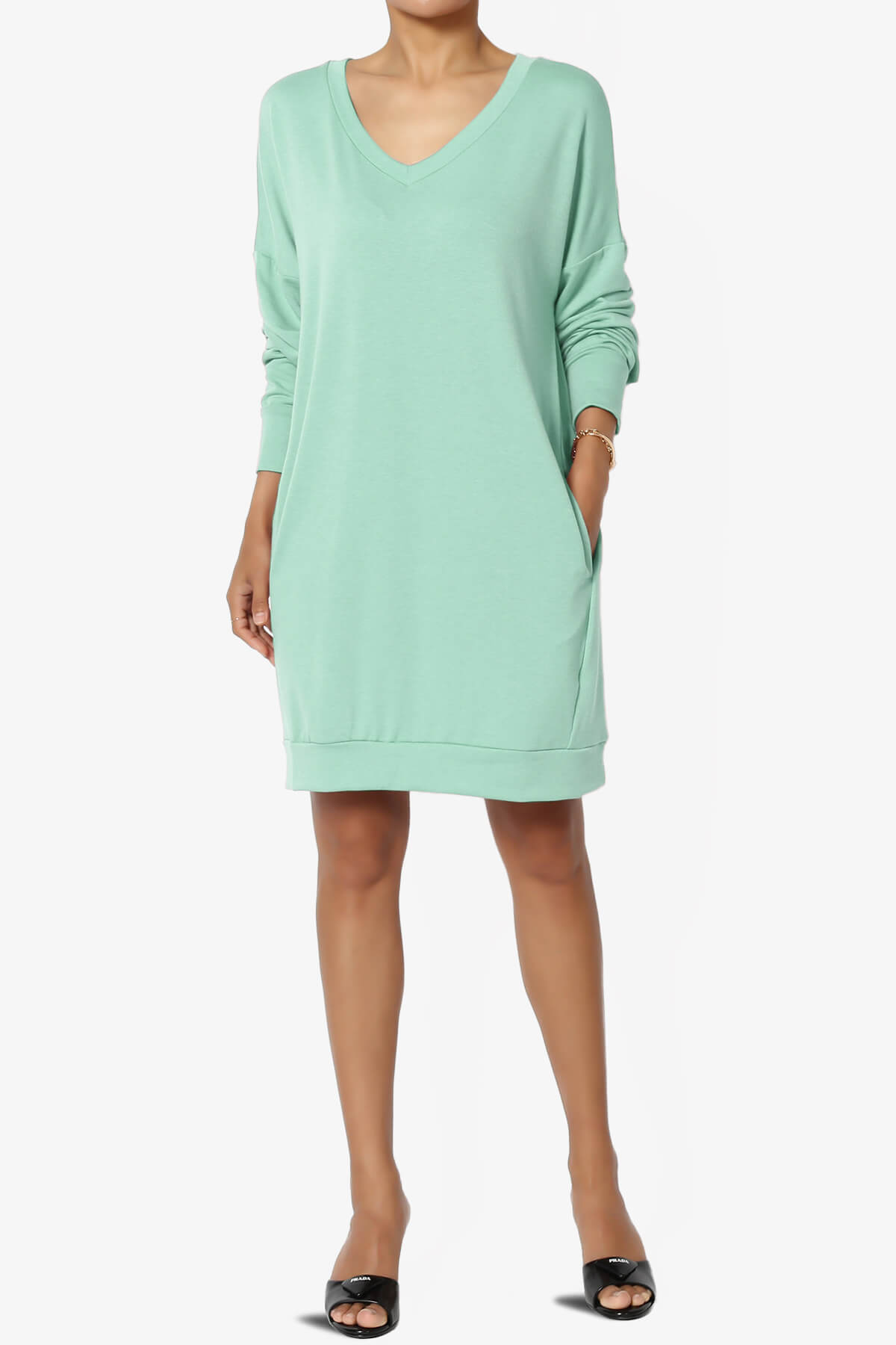 Chrissy V-Neck Pocket Soft Terry Tunic DUSTY GREEN_6