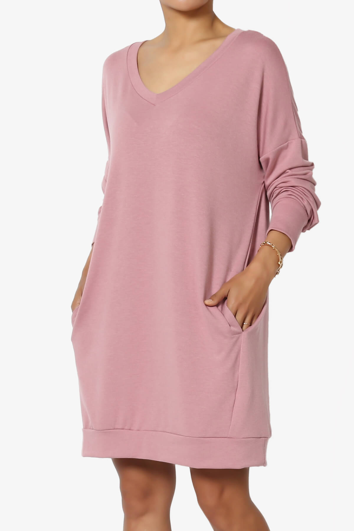 Chrissy V-Neck Pocket Soft Terry Tunic LIGHT ROSE_3