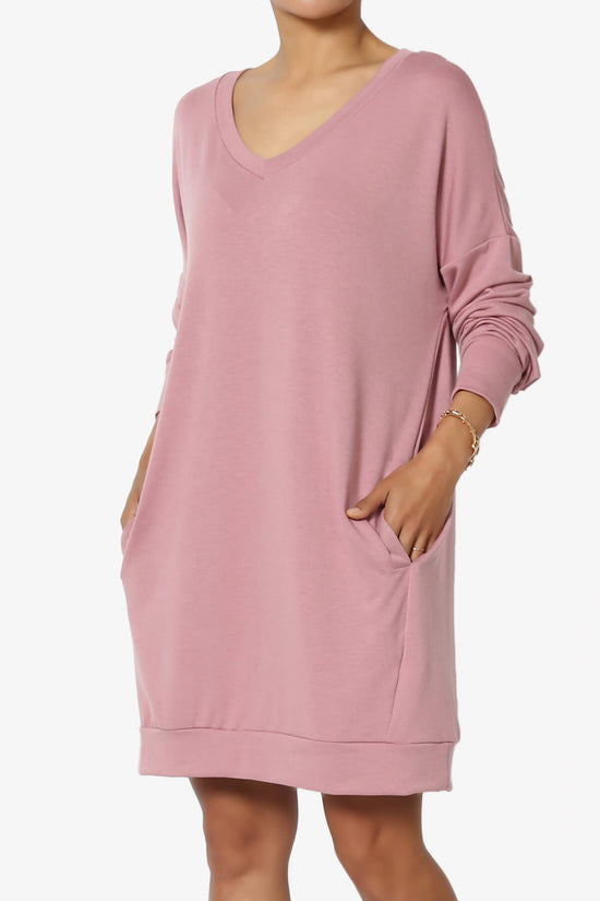 Chrissy V-Neck Pocket Soft Terry Tunic LIGHT ROSE_3