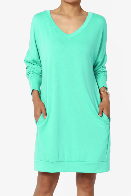 Chrissy V-Neck Pocket Soft Terry Tunic MINT_1