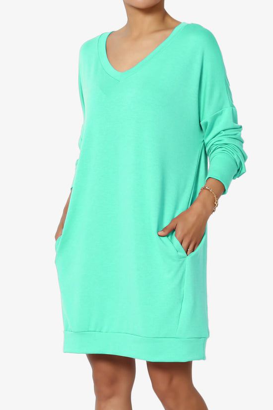 Chrissy V-Neck Pocket Soft Terry Tunic MINT_3