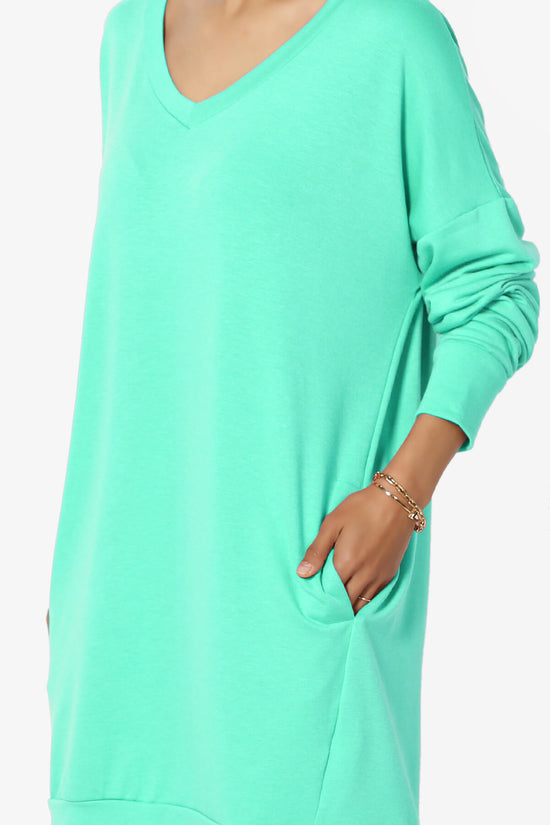 Chrissy V-Neck Pocket Soft Terry Tunic MINT_5