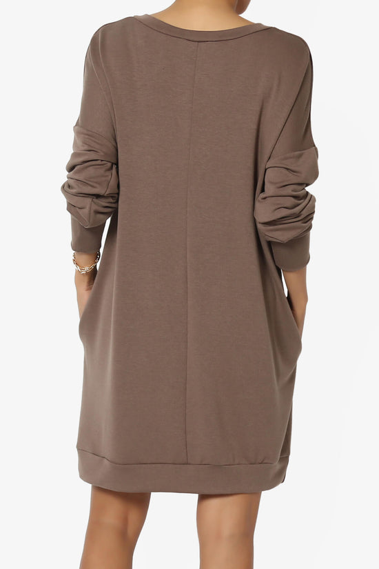 Chrissy V-Neck Pocket Soft Terry Tunic MOCHA_2