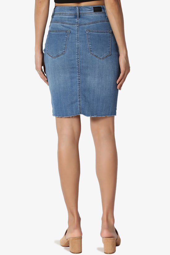 Yevella Hi Low Pencil Denim Skirt