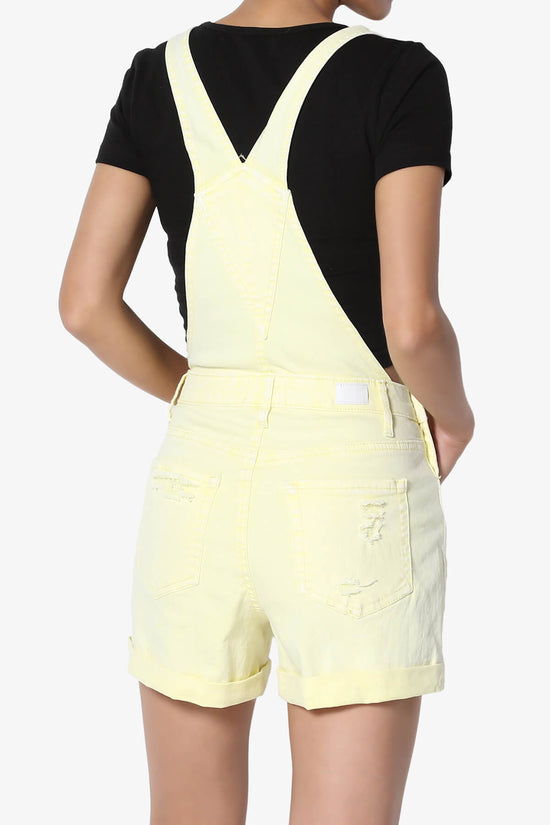 Roselita Distressed Denim Overall Shorts YELLOW_2