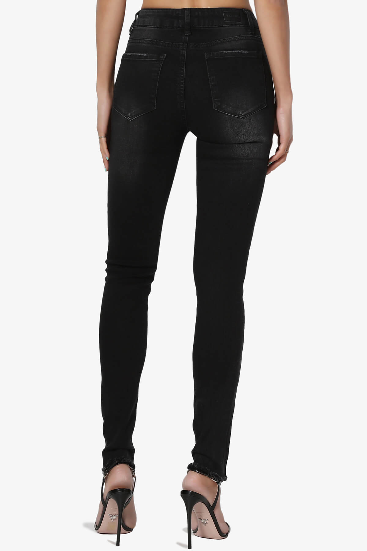 Rosalind Mid Rise Distressed Skinny Jeans BLACK_2
